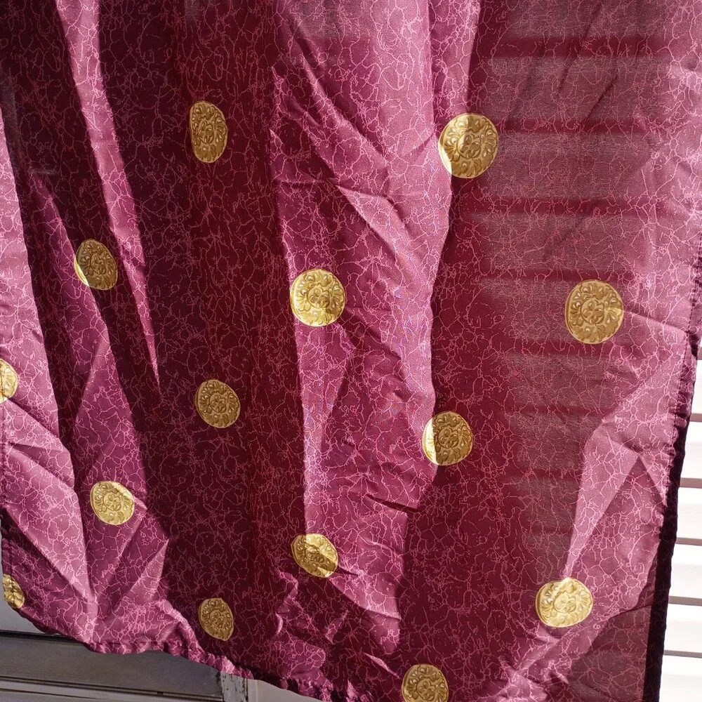 Vintage Springs Shower Curtain Maroon Gold Medallion 90s Art Deco Made in USA